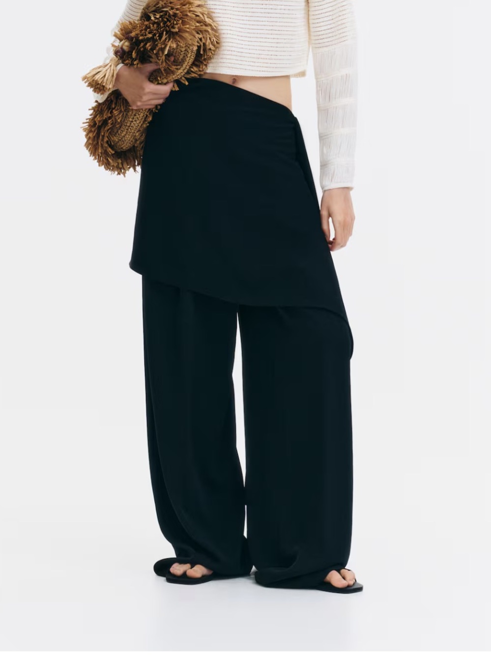 H&M Black Asymmetrical Draped Pants